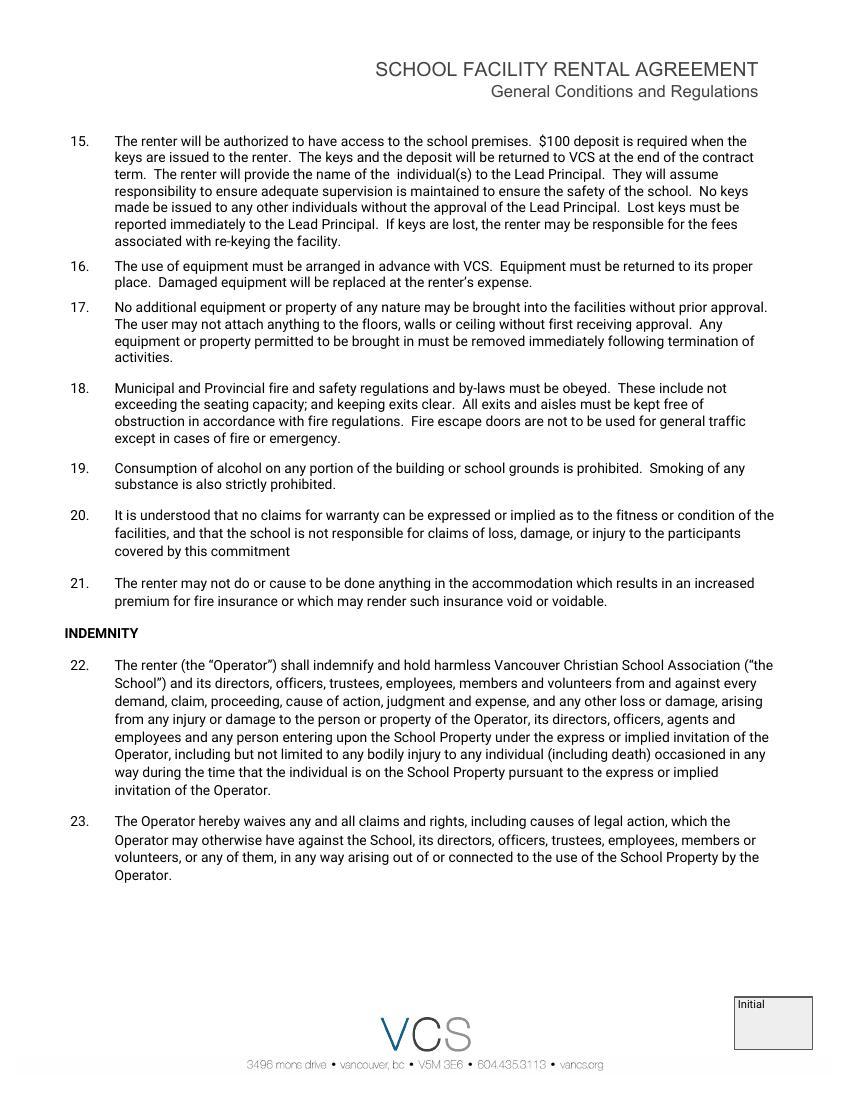 VCS Rental Agreement